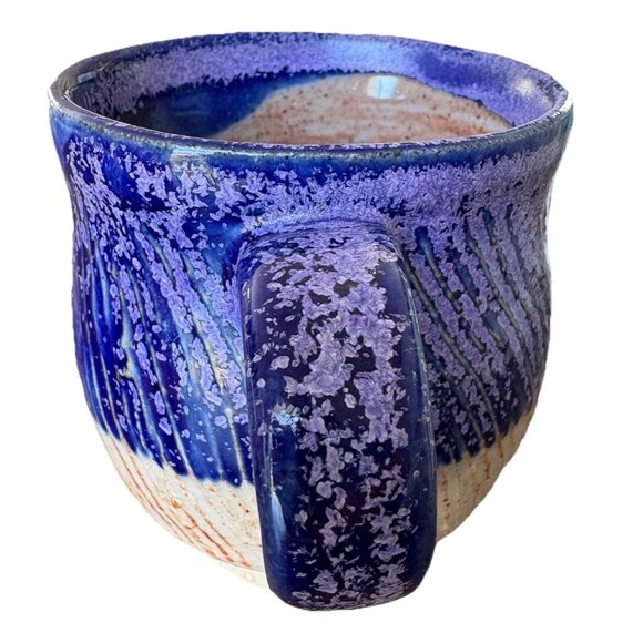 Handcrafted Stoneware Judith Murphy Blue Purple Coffee Tea Mug Signed - Picture 3 of 6